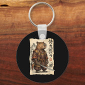 Samurai Capybara Japanese Art Vintage Graphic Funn Sleutelhanger (Voorkant)