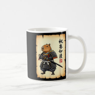 Samurai Capybara Japans Kunst Vintage Grafisch Gra Koffiemok