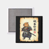 Samurai Capybara Japans Kunst Vintage Grafisch Gra Magneet (Voorkant / Achterkant)