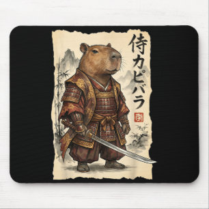 Samurai Capybara Japans Kunst Vintage Grafisch Gra Muismat