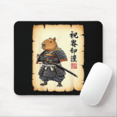 Samurai Capybara Japans Kunst Vintage Grafisch Gra Muismat (Met muis)