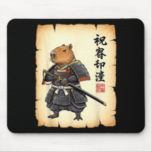 Samurai Capybara Japans Kunst Vintage Grafisch Gra Muismat