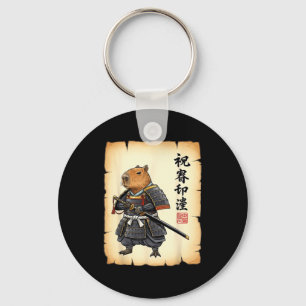 Samurai Capybara Japans Kunst Vintage Grafisch Gra Sleutelhanger