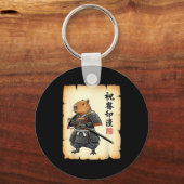 Samurai Capybara Japans Kunst Vintage Grafisch Gra Sleutelhanger (Voorkant)