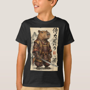 Samurai Capybara Japans Kunst Vintage Grafisch Gra T-shirt