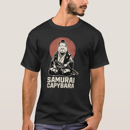 Samurai Capybara Japanse Esthetiek Grappig Meme T-shirt (Voorkant)