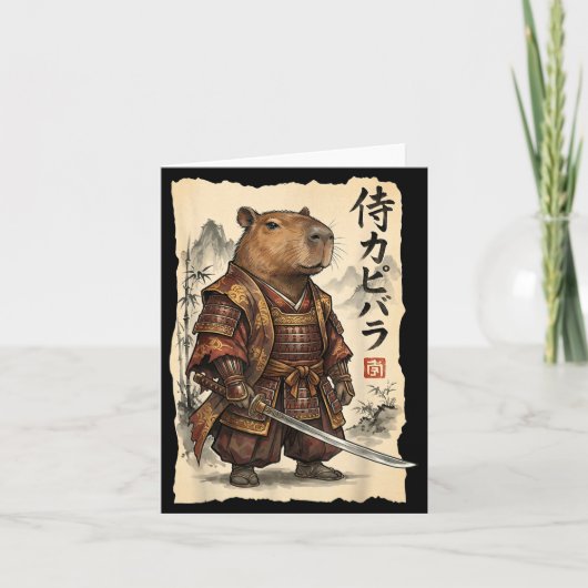 Samurai Capybara Japanse Kunst Vintage Grafisch Gr Kaart (Voorkant)
