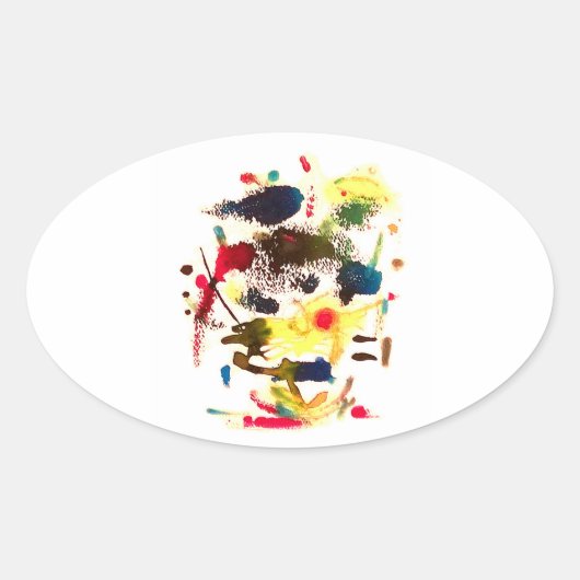 Samurai Cat Abstract Acryl Hankamer Artjunkhaus Ovale Sticker (Voorkant)