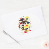 Samurai Cat Abstract Acryl Hankamer Artjunkhaus Ovale Sticker (Envelop)