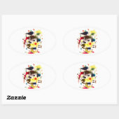 Samurai Cat Abstract Acryl Hankamer Artjunkhaus Ovale Sticker (Vel)