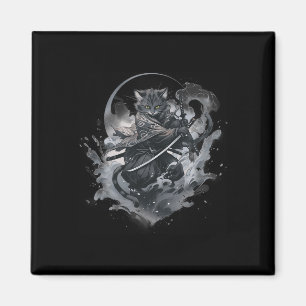 Samurai Cat Anime Japanse Ninja Warrior Esthetisch Magneet