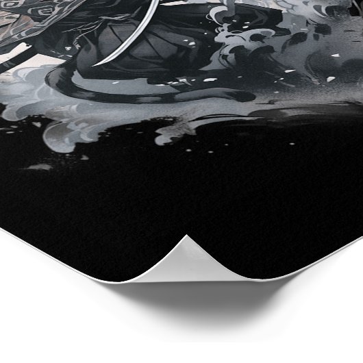 Samurai Cat Anime Japanse Ninja Warrior Esthetisch Poster (Hoek)