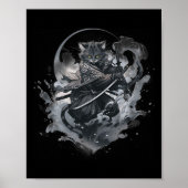 Samurai Cat Anime Japanse Ninja Warrior Esthetisch Poster (Voorkant)