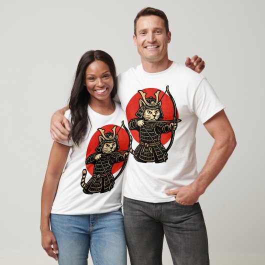 Samurai Cat Archer, Japanese Warrior Neko  T-shirt (Unisex)