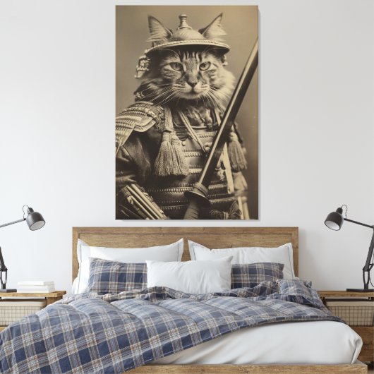 Samurai Cat Canvas Afdruk (Insitu (Slaapkamer))