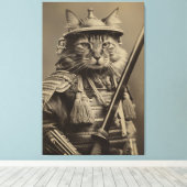 Samurai Cat Canvas Afdruk (Insitu (Houten vloer))