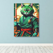Samurai cat canvas afdruk (Insitu (Houten vloer))