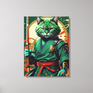 Samurai cat canvas afdruk