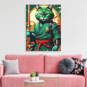 Samurai cat canvas afdruk (Insitu (Woonkamer))