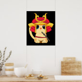 Samurai Cat Cute Japanse Anime Cosplay Halloween Poster (Keuken)