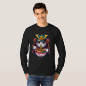 Samurai Cat Eating Ramen Kawaii Ninja Japanese Ani T-shirt (Voorkant volledig)