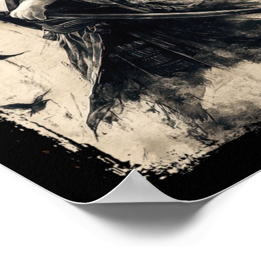 Samurai Cat Graphic T-shirt Warrior Japans A Poster (Hoek)