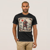 Samurai Cat Illustration T-Shirt | Japanese Sunset (Voorkant volledig)