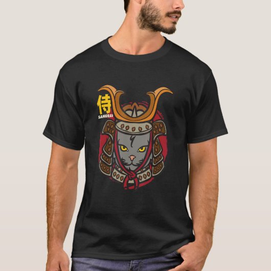 Samurai Cat Japan Kat Warrior 1 T-shirt (Voorkant)