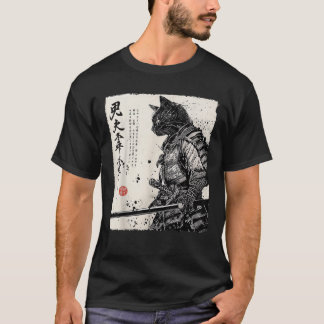 Samurai Cat Japanese Art Anime Gifts Men Women Kid T-shirt