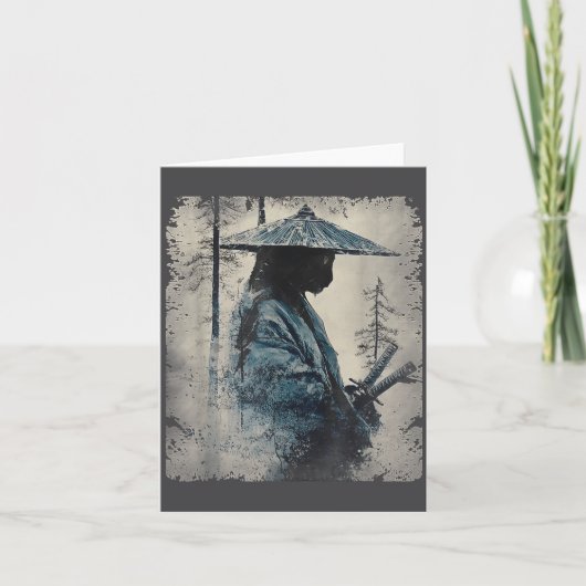 Samurai Cat Japanese Art Anime Men Women Kids Grap Kaart (Voorkant)
