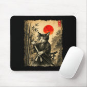 Samurai Cat Japanese Art Men Boys Funny Graphic Te Muismat (Met muis)