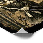 Samurai Cat Japanese Art Men Boys Funny Graphic Te Poster (Hoek)