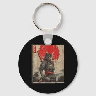 Samurai Cat Japanese Graphic T - shirts Mannen Uk Sleutelhanger