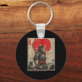 Samurai Cat Japanese Graphic T - shirts Mannen Uk Sleutelhanger (Voorkant)
