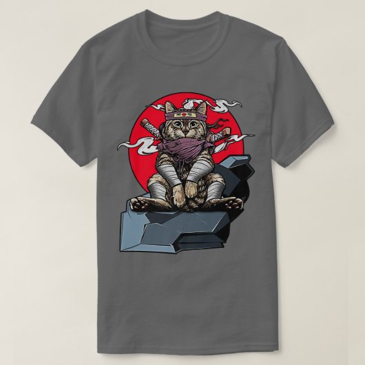 Samurai Cat Japanese Katana Warrior Ninja Sword Vi T-shirt (Design voorkant)
