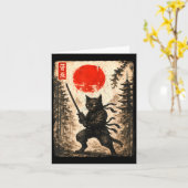Samurai Cat Japanese Mens Boys Kids Graphic Anime  Kaart (Gele Bloem)