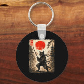 Samurai Cat Japanese Mens Boys Kids Graphic Anime  Sleutelhanger (Voorkant)