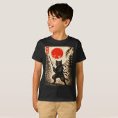 Samurai Cat Japanese Mens Boys Kids Graphic Anime T-shirt (Voorkant volledig)