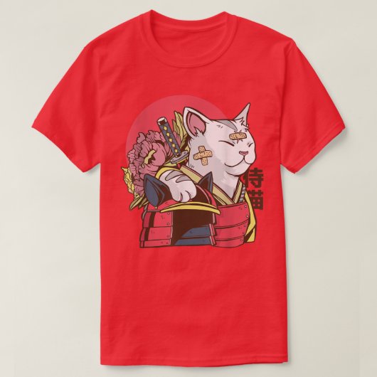Samurai Cat met Armor Plaster Asian Martial Arts T-shirt (Design voorkant)