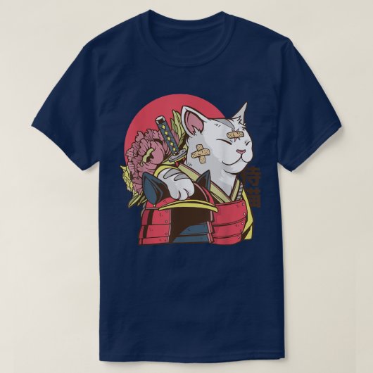 Samurai Cat met Armor Plaster Asian Martial Arts T-shirt (Design voorkant)