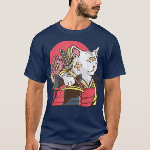 Samurai Cat met Armor Plaster Asian Martial Arts T-shirt