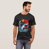 Samurai Cat Ninja Japanese Art Cat Shark Kanagawa T-shirt (Voorkant volledig)
