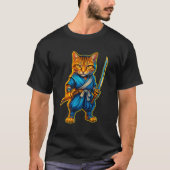 Samurai Cat – Ninja Warrior T-Shirt (Voorkant)
