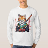 Samurai Cat Pixel Art meesterwerk T-shirt (Voorkant)