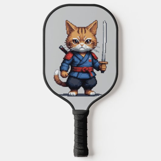Samurai Cat Pixel Art Pickleball Paddle (Voorkant)