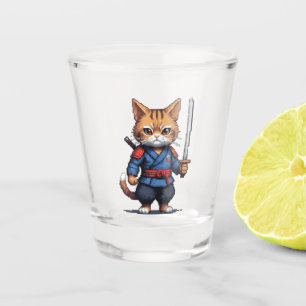 Samurai Cat Pixel Art Shot Glas