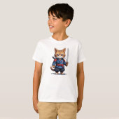 Samurai Cat Pixel Art T-shirt (Voorkant volledig)