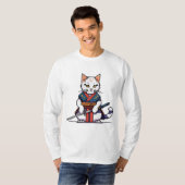 Samurai Cat Pixel Design T-shirt (Voorkant volledig)