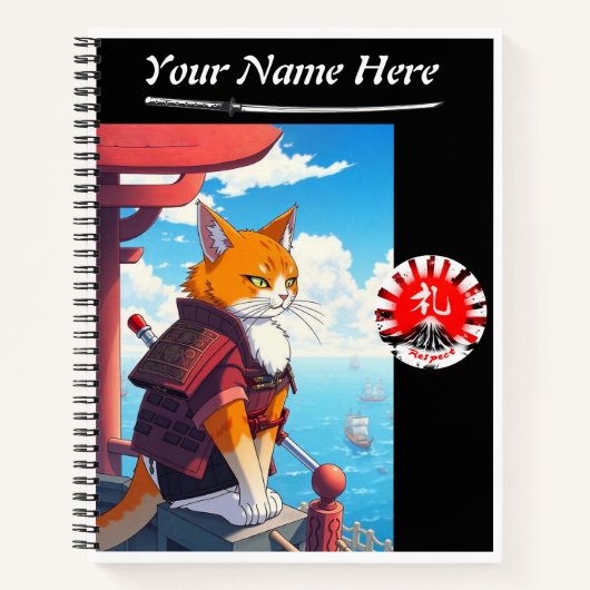 Samurai Cat Respect Spiral Notitieboek (Voorkant)