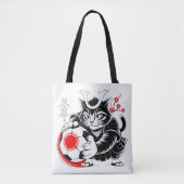 Samurai Cat Soccer For Shopping & Everyday use Tote Bag (Voorkant)